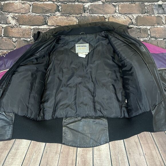 Vintage 80s/90s Polaris Women’s Leather Snowmobile Jacket RARE Size Large - Picture 15 of 16